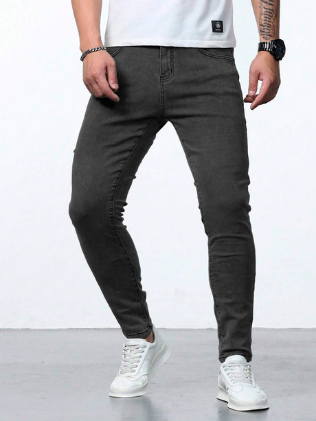 Jeans Ajustados Skinny Fit Pantalón para Hombre de Mezclilla Slim Casual Transpirable