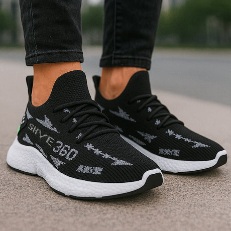 Tenis para hombre casuales con un diseño de  tela para correr con punta  con agujeta clásica, suela antideslizante Zapatilla para hombre cómodo transpirable ideal para el uso diario