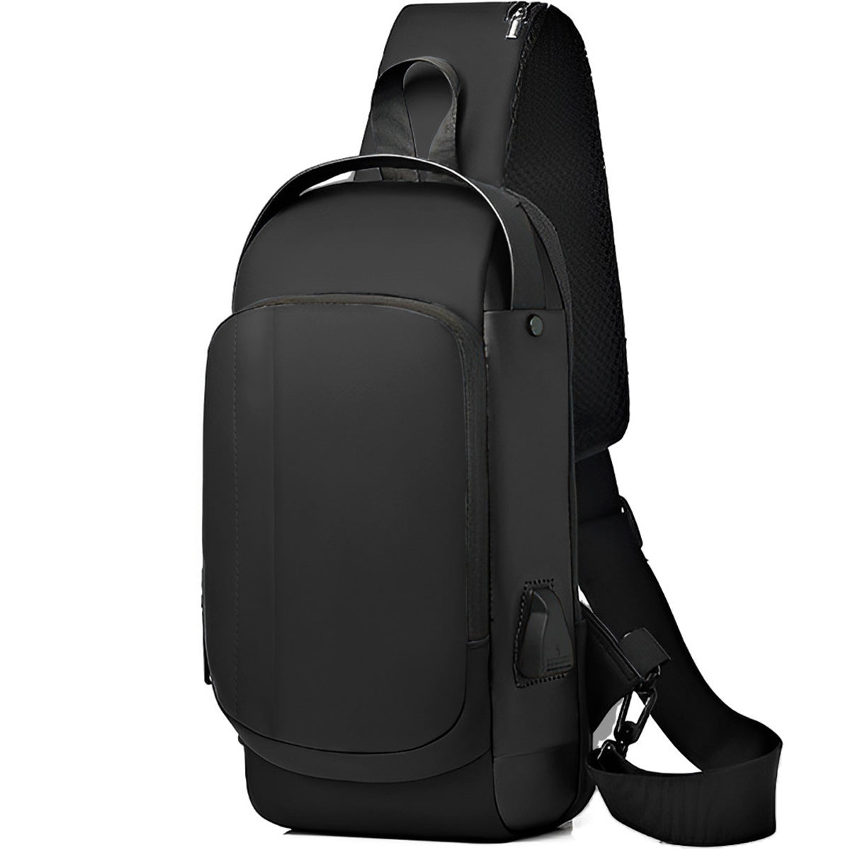 Mochila Bandolera Cruzada Pechera Antirrobo Tipo Piel Con Entrada Usb