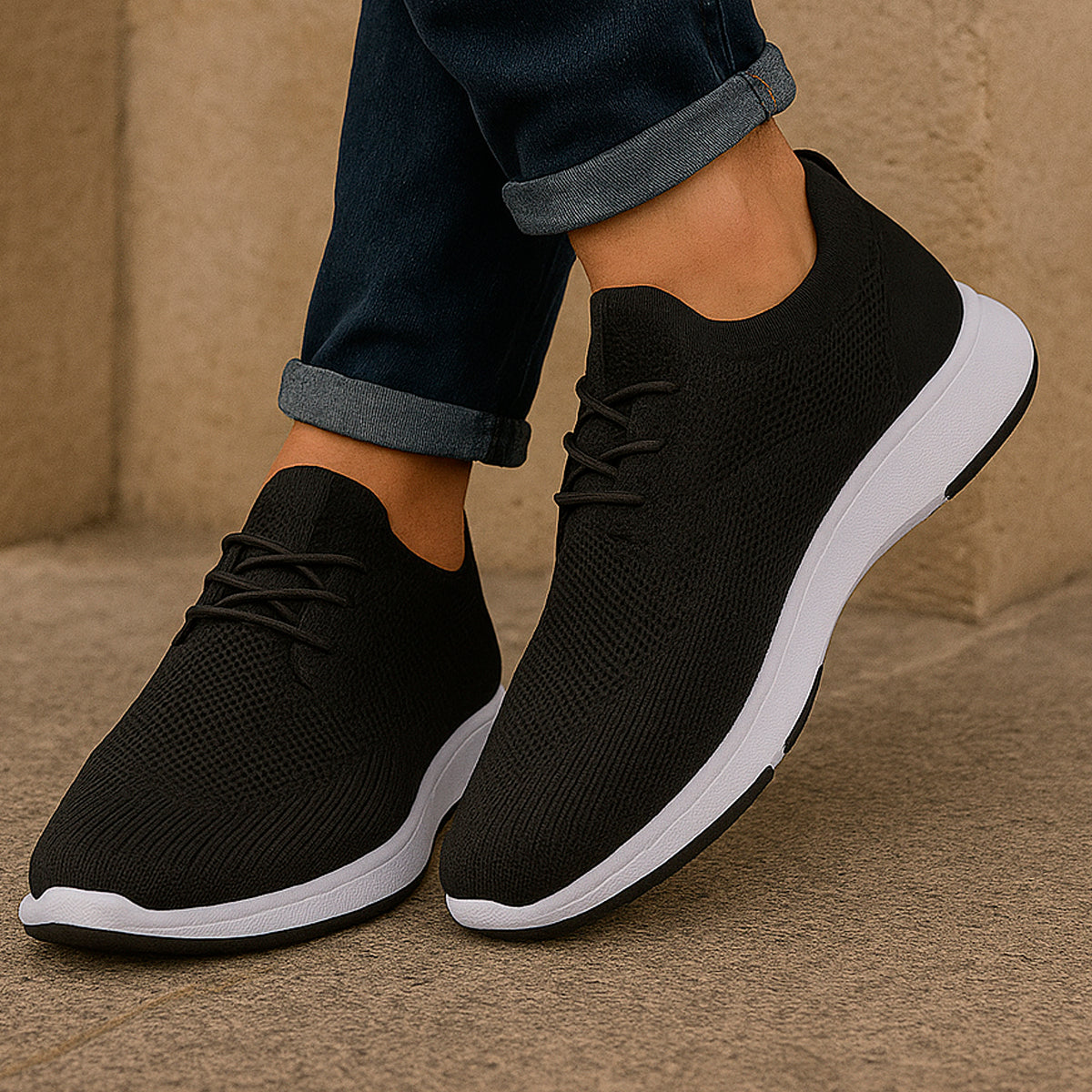 Tenis para hombre casuales con un diseño de  tela para correr con punta  con agujeta clásica, suela antideslizante Zapatilla para hombre cómodo transpirable ideal para el uso diario