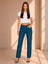 Jeans Mujer Con Pedrería Brillante Tiro Alto Corte Recto