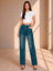 Jeans Mujer Con Moños Tiro Alto Corte Recto Pantalón De Mezclilla