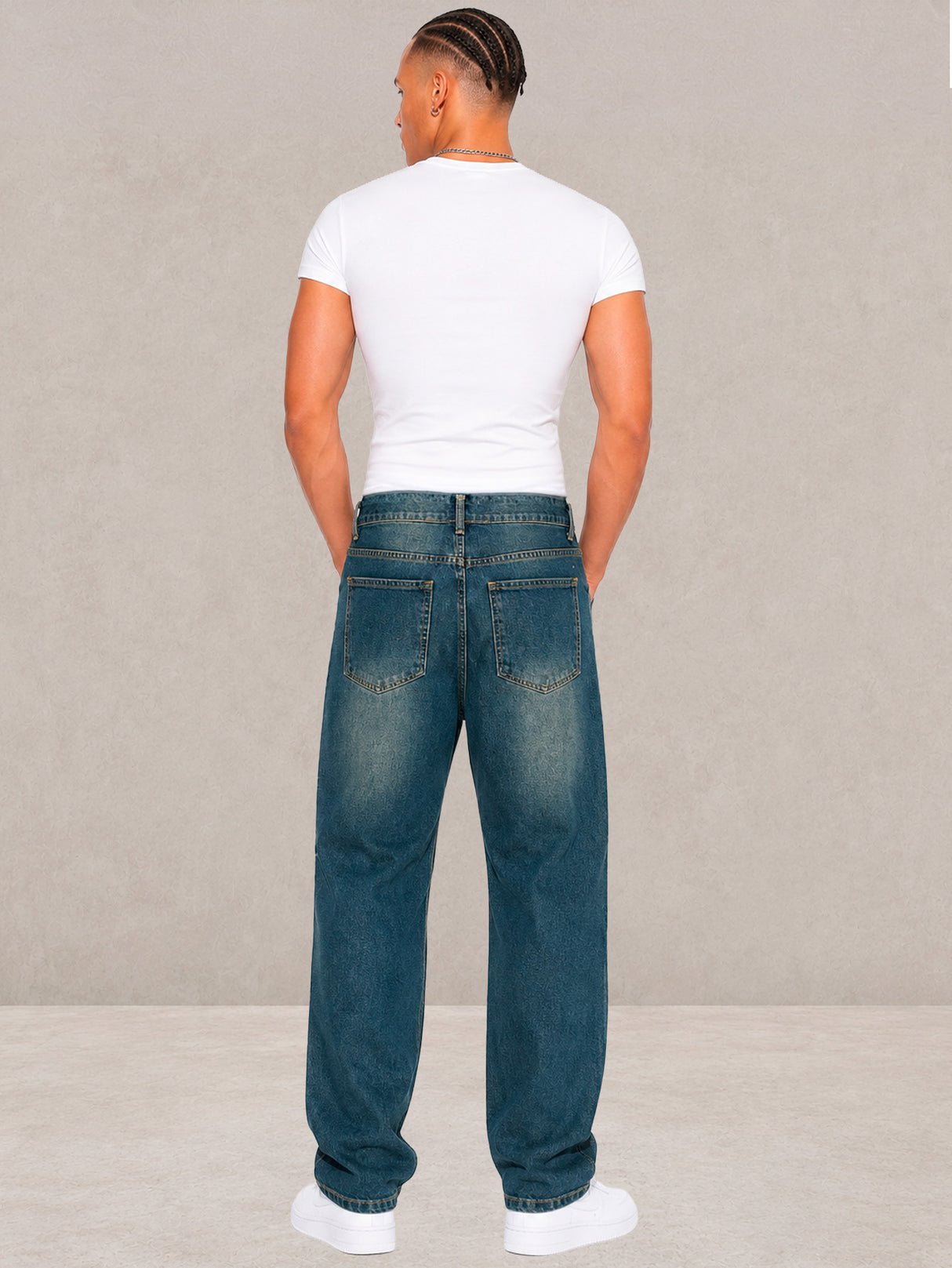 Jeans Caballero Recto Slim Fit Mezclilla Premium Hombre