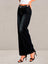 Pantalón Mezclilla Negro con Brillos Recto Ancho Tiro Alto Demin  Mujer Jeans Mayoreo