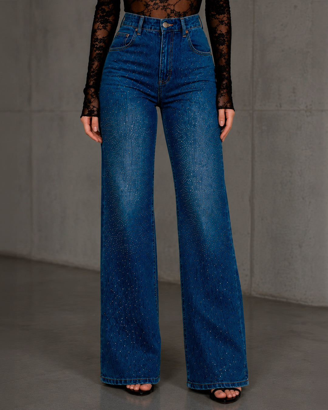 Pantalón Mezclilla Recto Ancho Tiro Alto Demin Mujer Jeans
