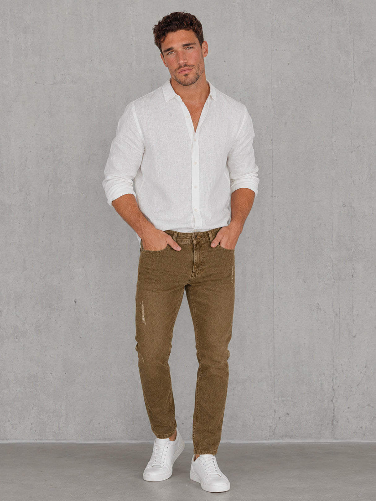 Jeans Hombre Slim Fit Café Camel Mezclilla Stretch Pantalón Mezclilla Mayoreo