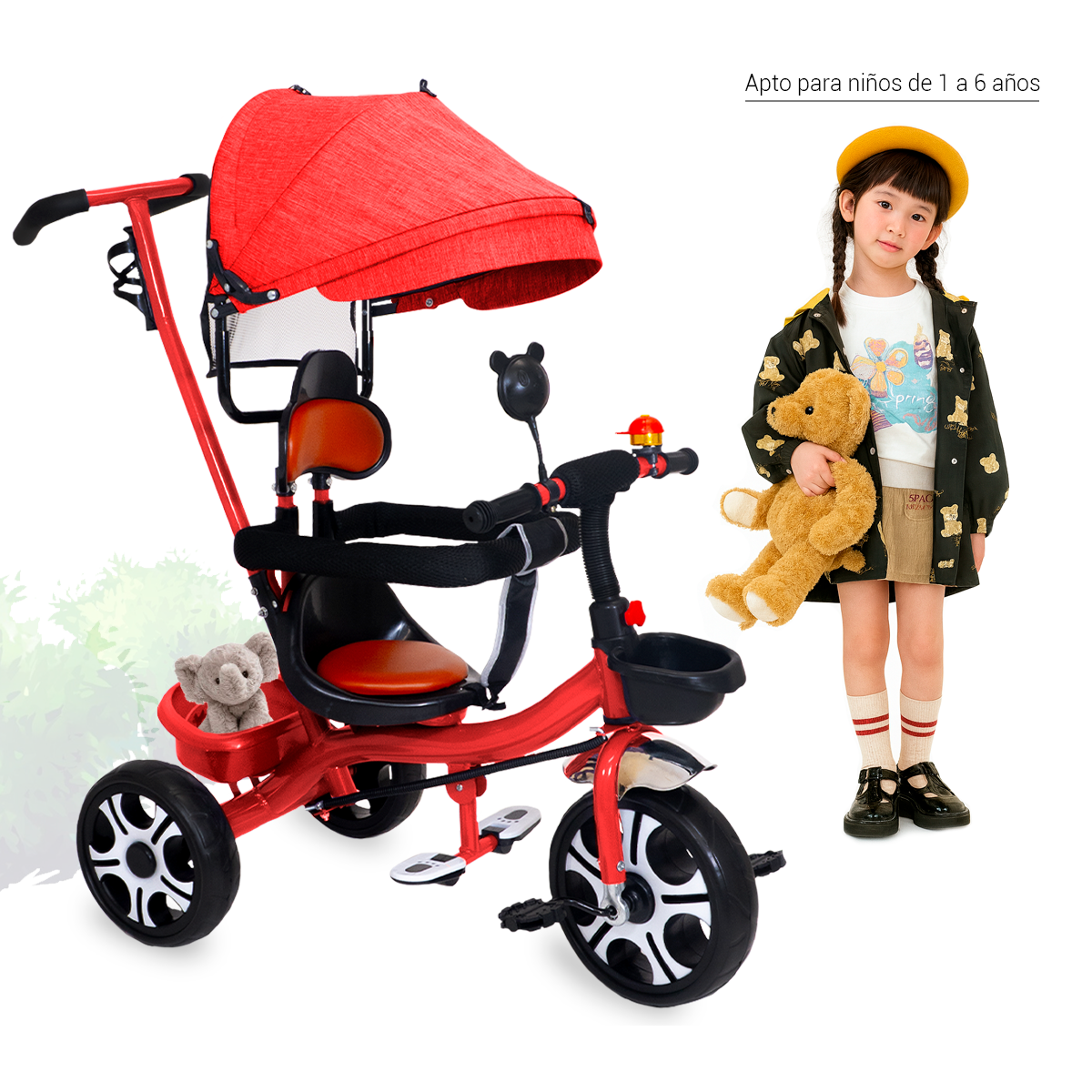 Triciclo Bicicleta Infantil Carriola Bebe Paseo Con Cajuela