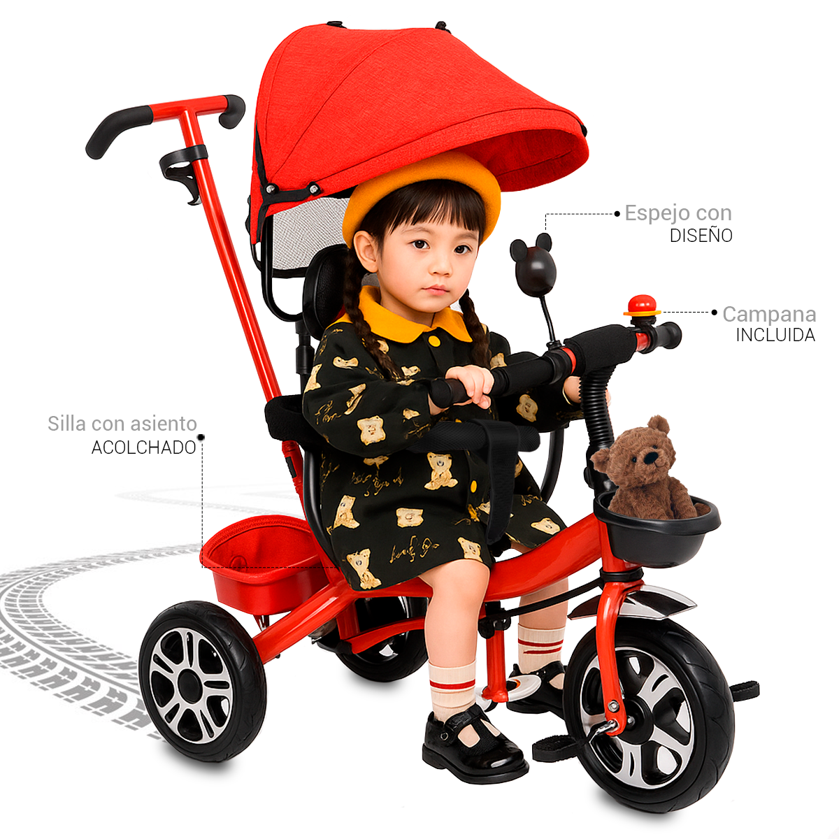 Triciclo Bicicleta Infantil Carriola Bebe Paseo Con Cajuela