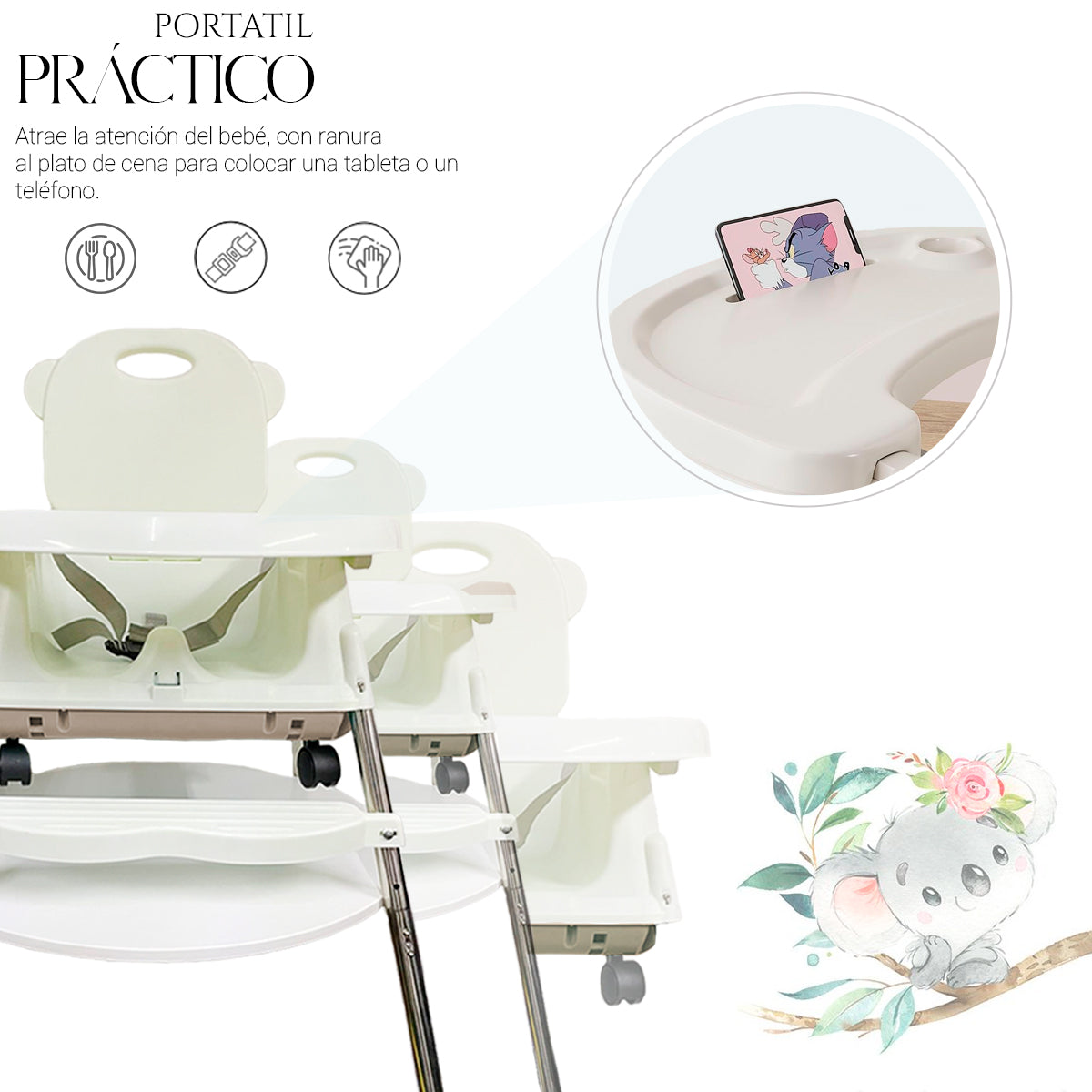 Silla Periquera Bebe Portatil Plegable Asiento Con Charola