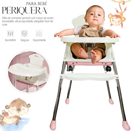 Silla Periquera Bebe Portatil Plegable Asiento Con Charola