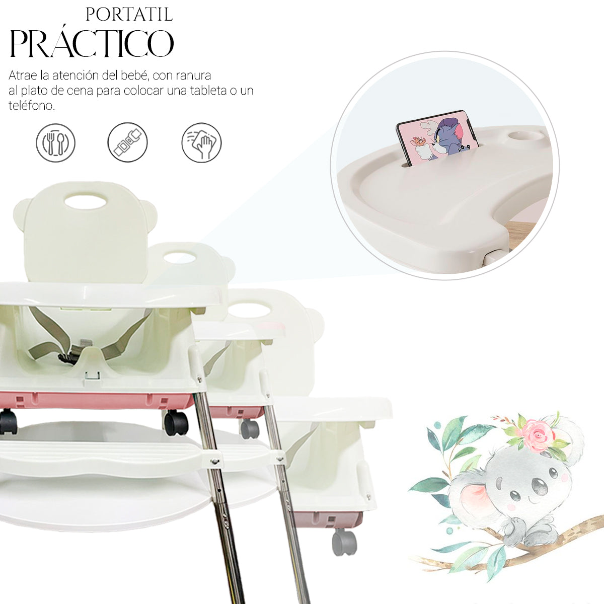 Silla Periquera Bebe Portatil Plegable Asiento Con Charola