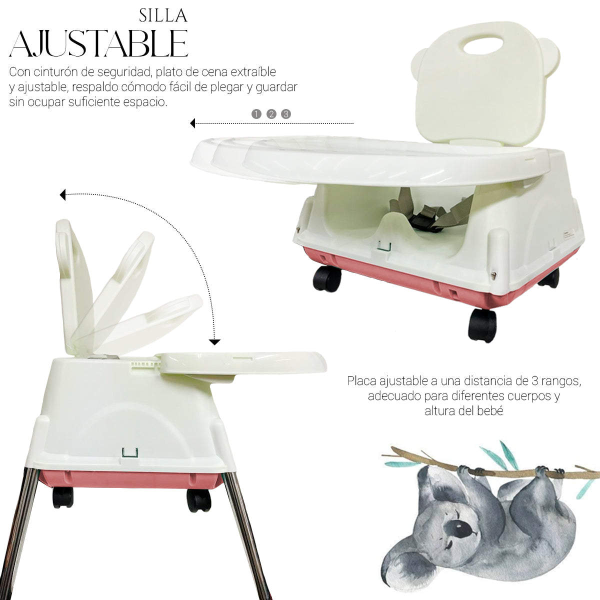 Silla Periquera Bebe Portatil Plegable Asiento Con Charola