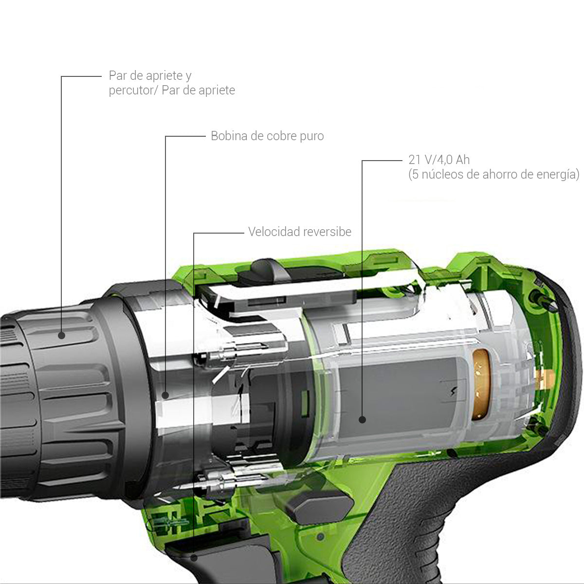 Taladro Atornillador Inalambrico Airona Aa2015-30 De 20v