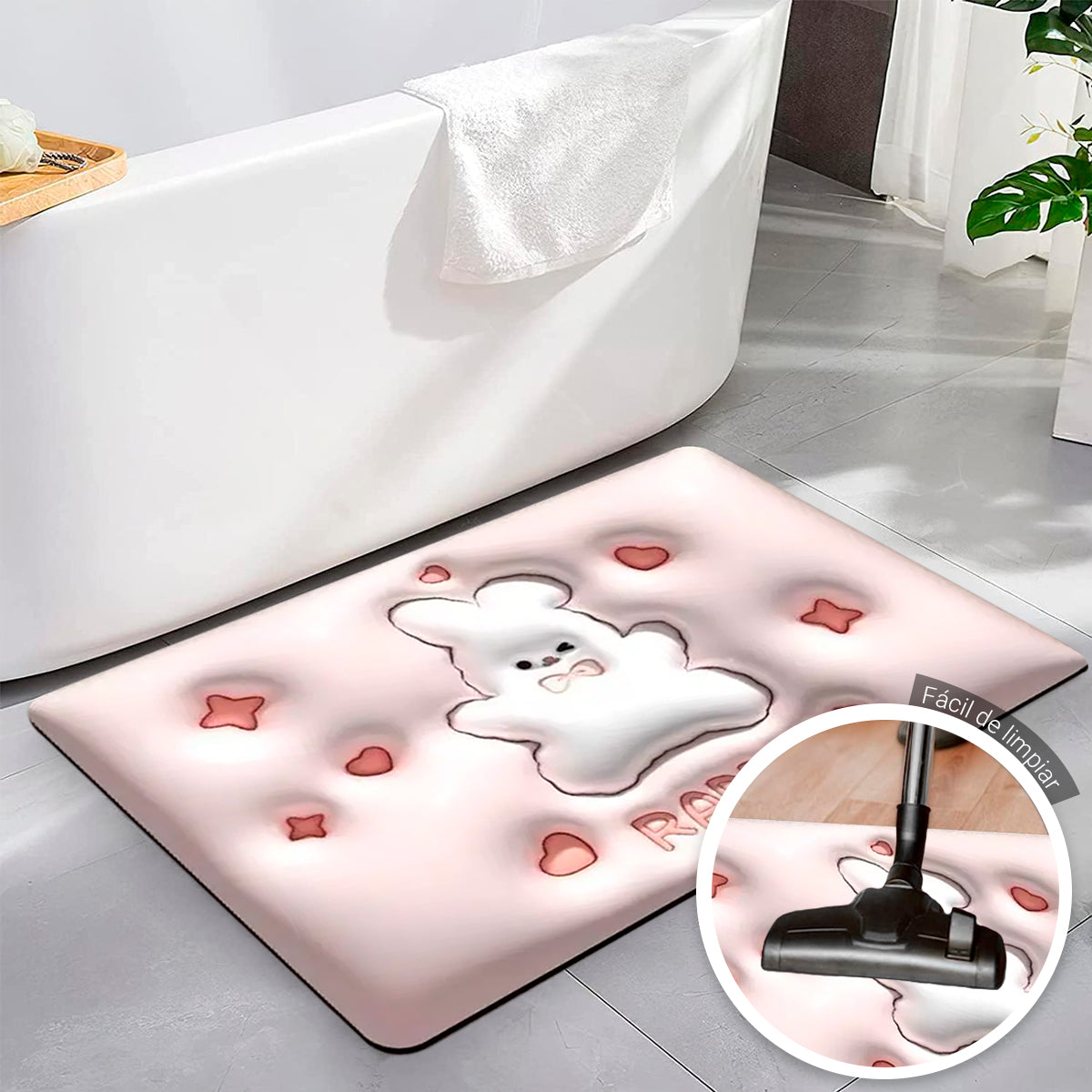 Tapete Baño Suave Alfombra Baño Absorbente Antiderrapante