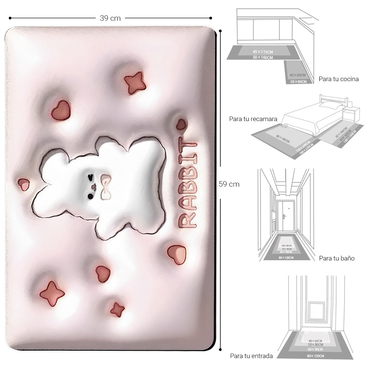 Tapete Baño Suave Alfombra Baño Absorbente Antiderrapante