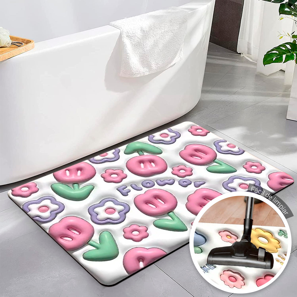 Tapete Baño Suave Alfombra Baño Absorbente Antiderrapante