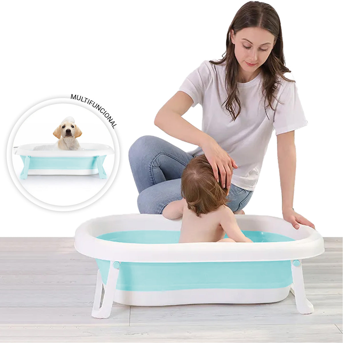 Tina Bañera Para Bebe Plegable Con Medidor De Tem Y Soporte