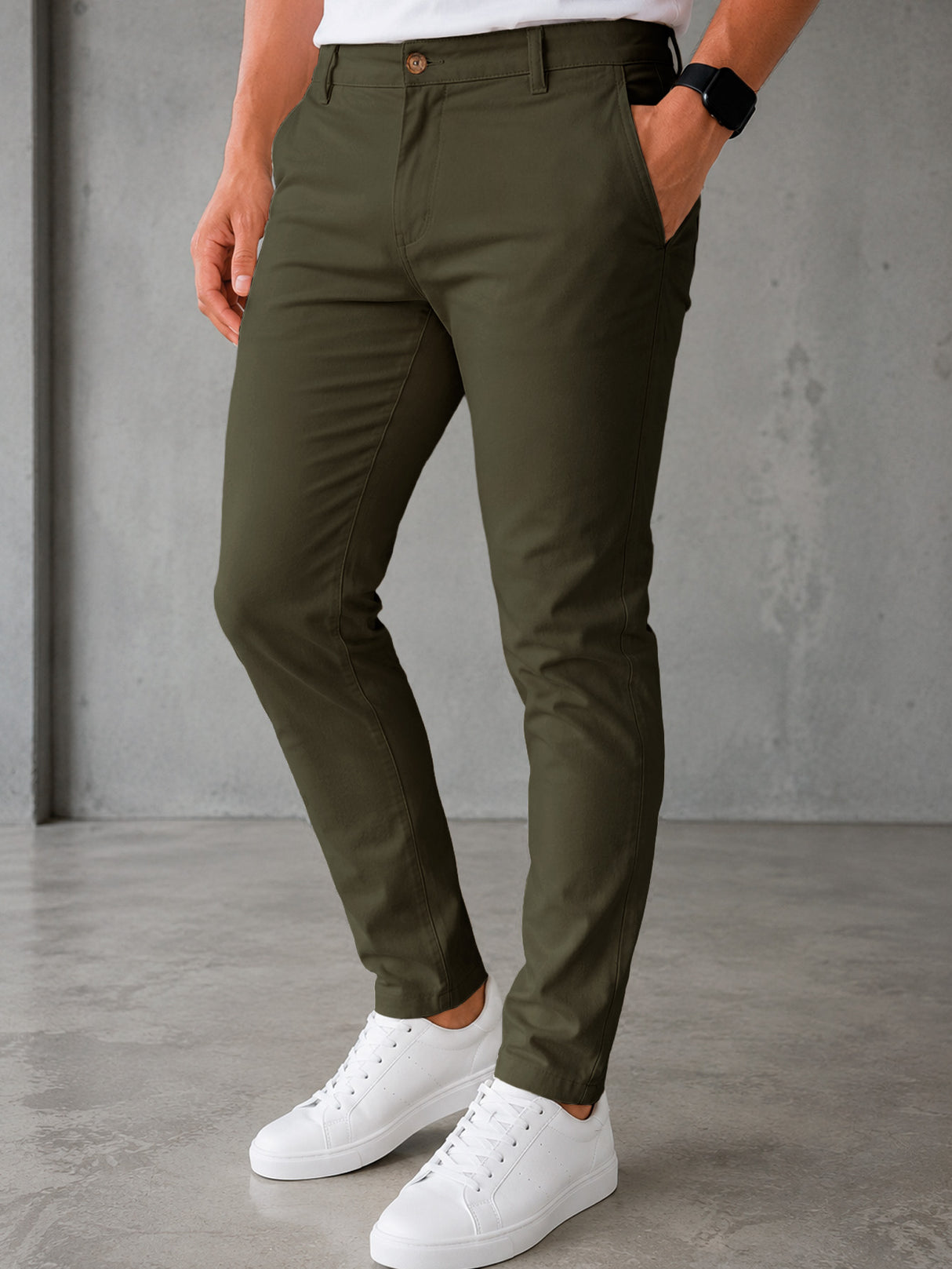 Pantalón De Vestir Casual Hombre Skinny Slim Fit Gabardina