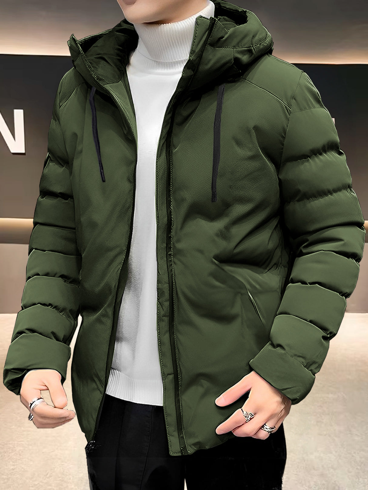 Chamarra Chaqueta Para Hombre De Invierno Con Capucha