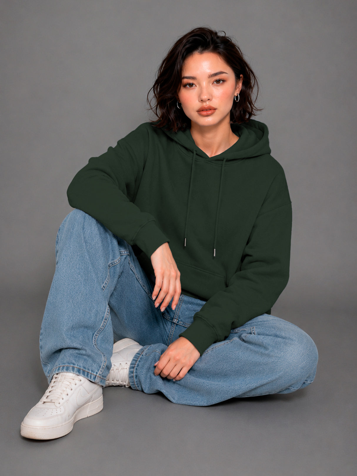 Sudadera con Capucha para Mujer Manga Larga Hoodie sin Cierre